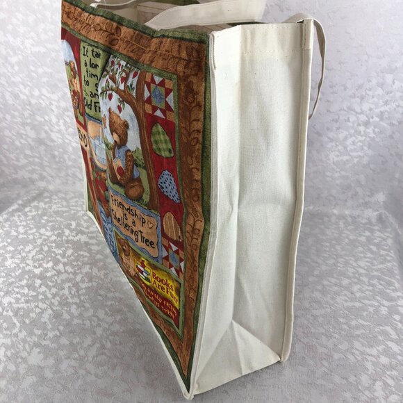 Teresa Kogut Old Friend Teddy Bear Large Canvas Tote Reusable Bag NWT - Picture 2 of 13